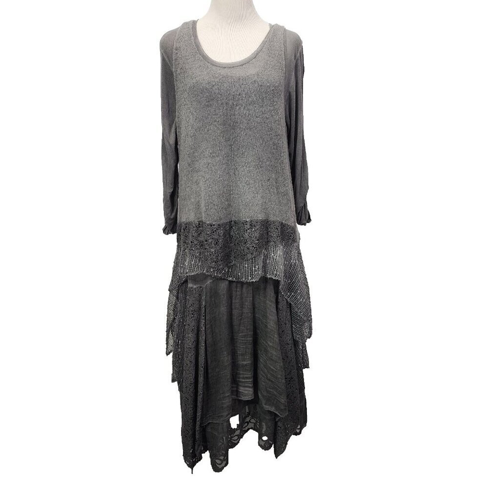 2 Pc Set Womens Dress + Top Whimsigoth Lagenlook‎ Artsy Boho Asymmetrical M/L